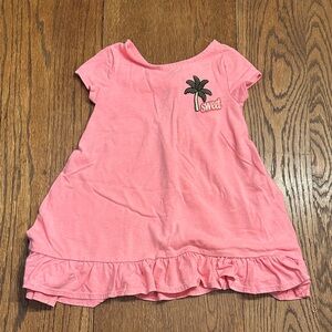 Pink Dress with Palm Tree Embroidery